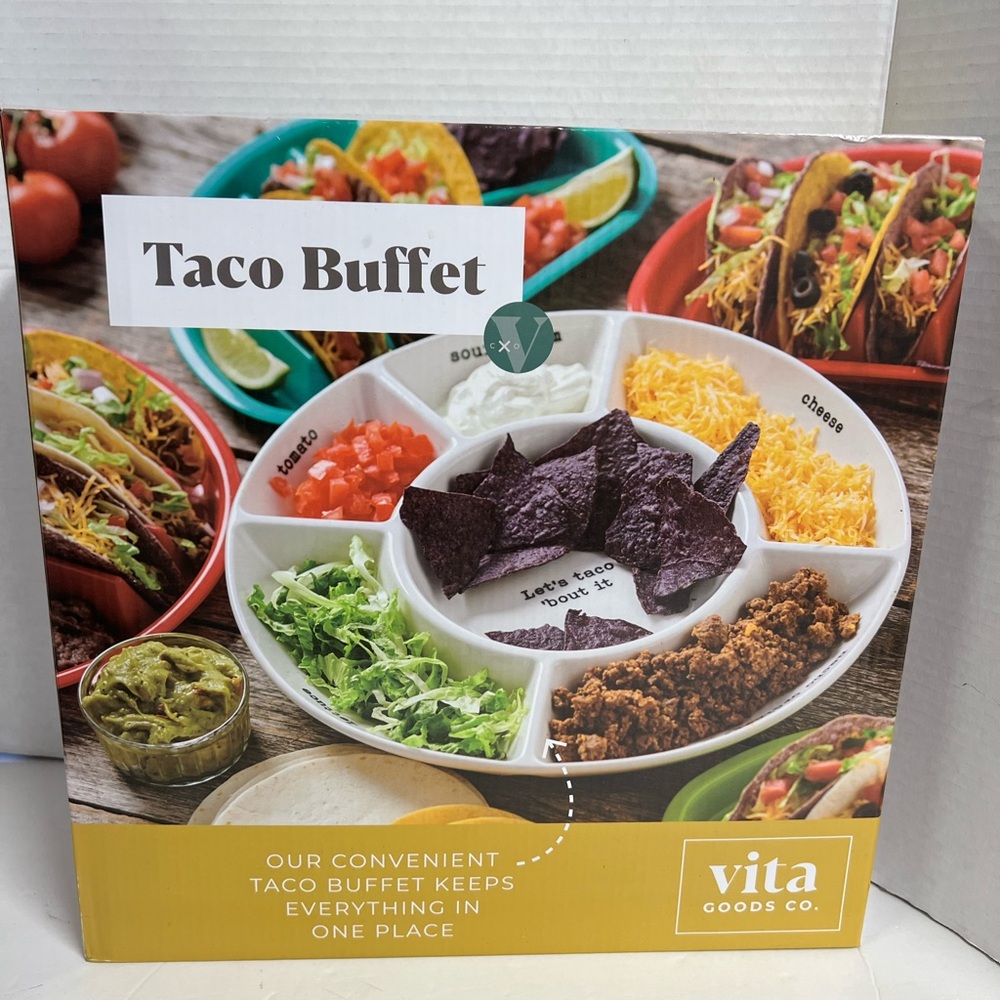 Vita Goods Taco Buffet Serving Round Divide Dish